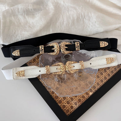 Black Elastic Slim Waist Belt Women's Versatile Stretch Waist Cincher