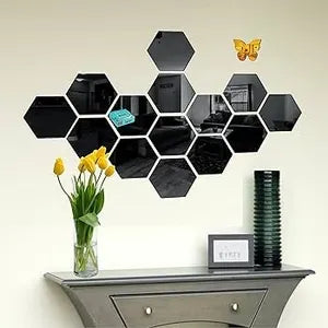 Hexagon Style Acrylic Mirror - Modern Home Decoration [13 pieces]