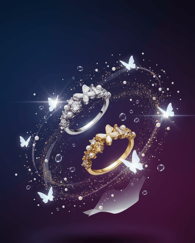Pearl Butterfly Cluster Ring